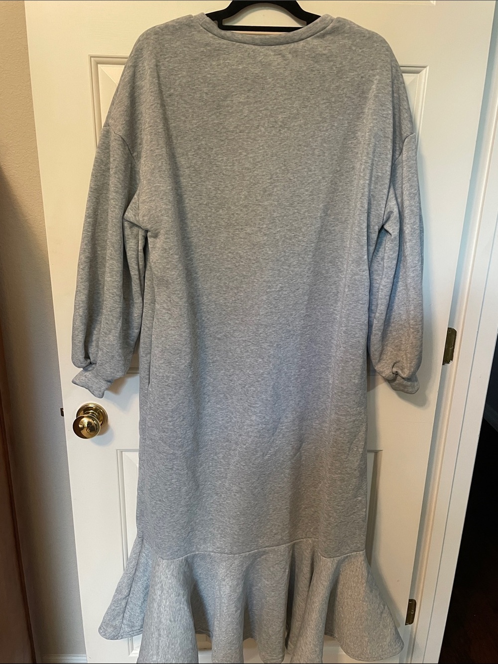 Gray Ruffle Hem Sweatshirt Dress - Picture 2 of 3